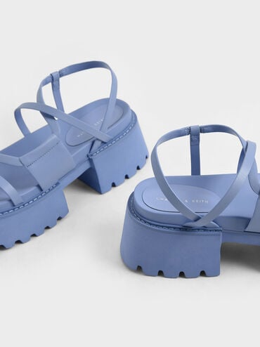 Nadine Strappy Platform Sandals, Blue, hi-res