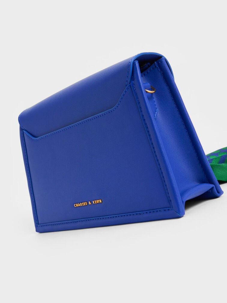 حقيبة "روزا" بتصميم ترابيز مبطن ووشاح, Cobalt, hi-res