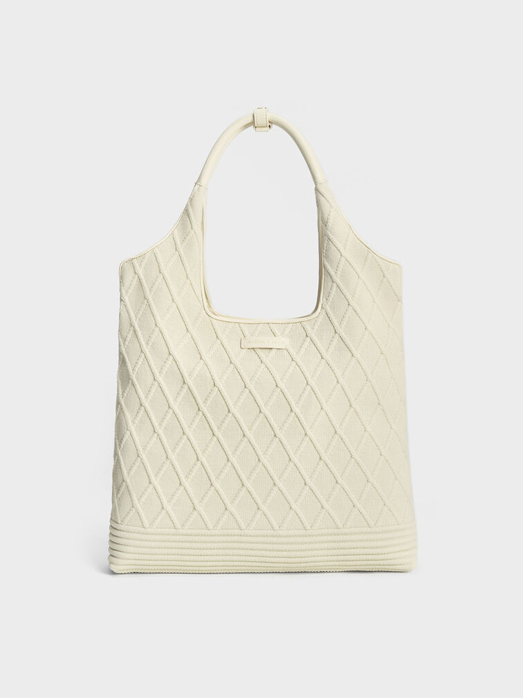 Willa Knitted Tote Bag, Cream, hi-res