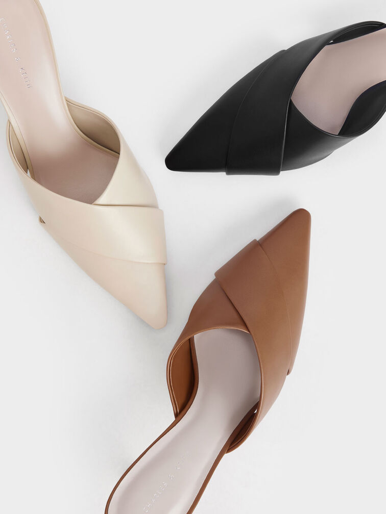 Sculptural Heel Mules, Caramel, hi-res