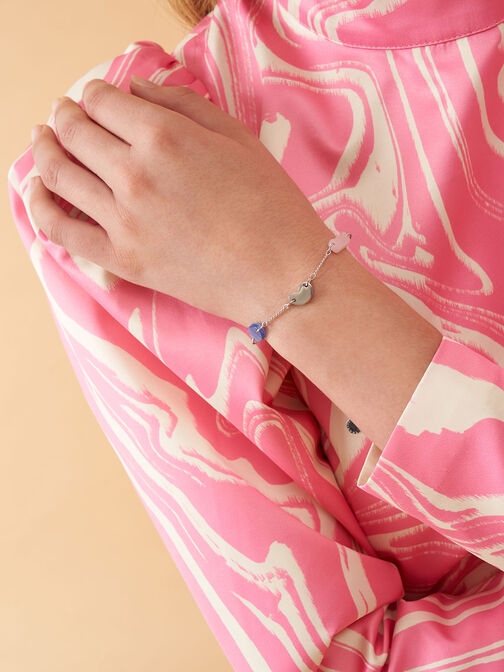 Resin Embellished Chain Link Bracelet, Silver, hi-res
