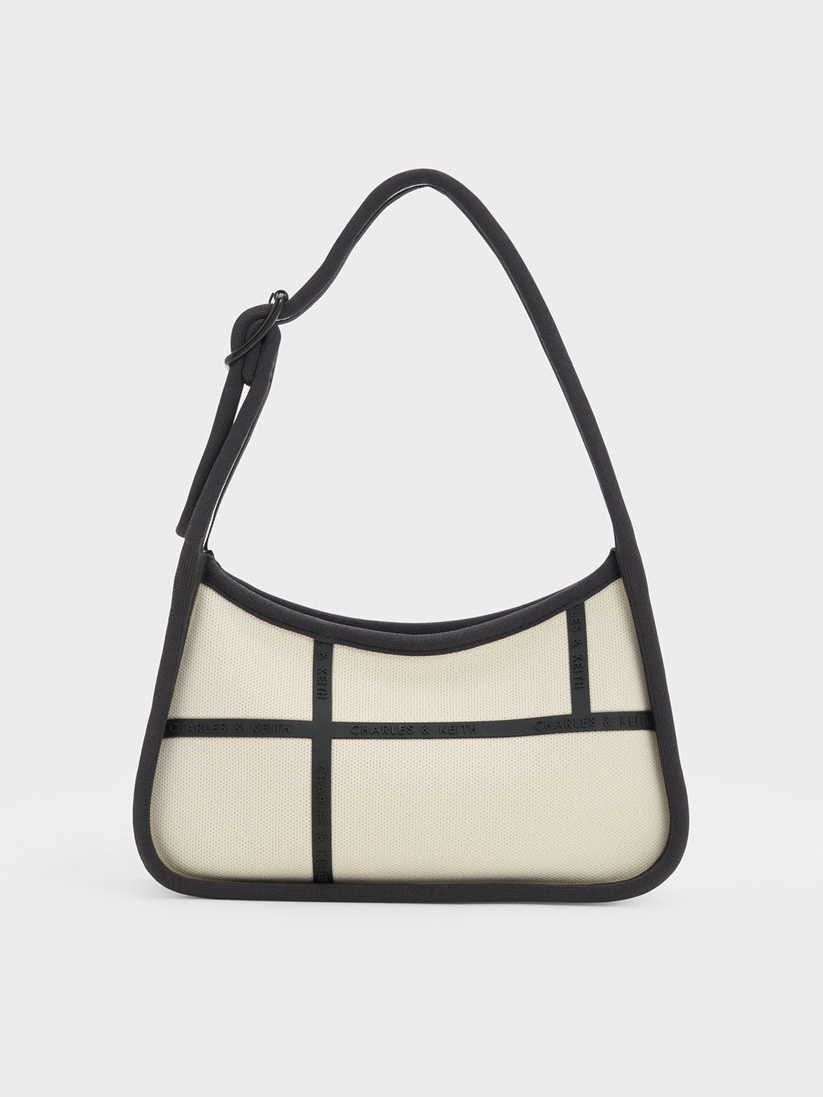 Cream Avenue Contrast-Trim Trapeze Shoulder Bag - CHARLES