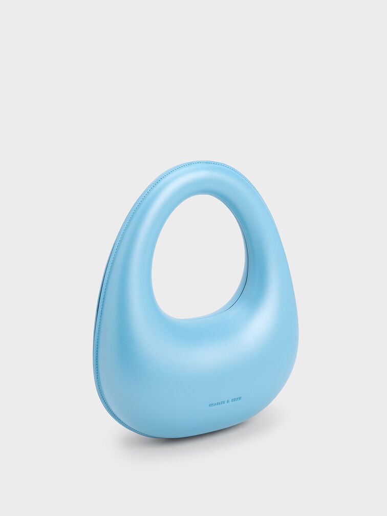 Sculptural Top Handle Moon Bag, Blue, hi-res