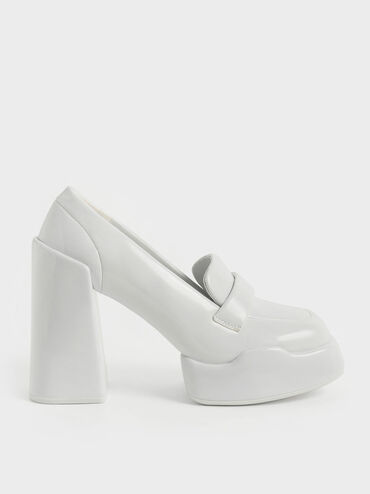 Lula Patent Loafer Pumps, Light Grey, hi-res