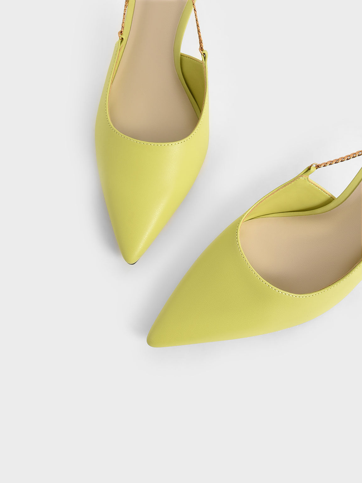Chain-Link Slingback Stiletto Pumps, Lime, hi-res