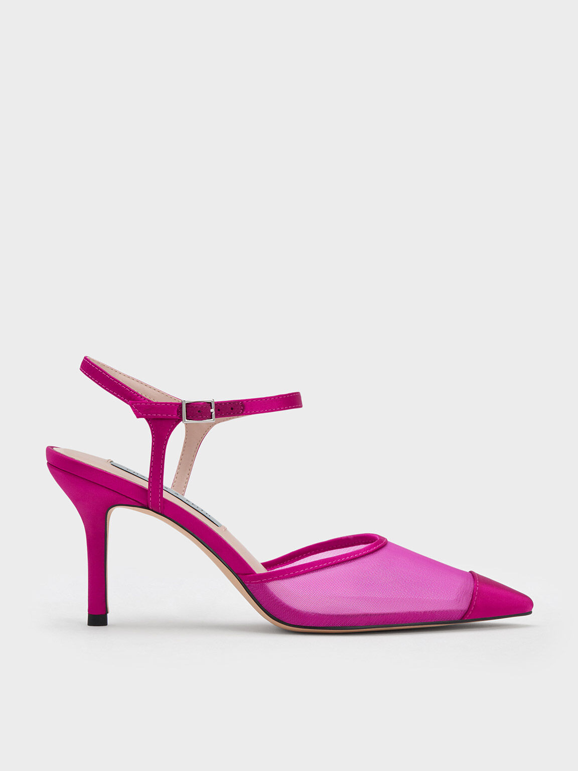 Recycled Polyester & Mesh Toe-Cap Pumps, Fuchsia, hi-res