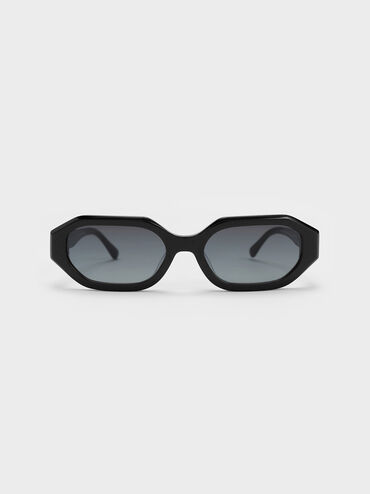 نظارة شمسية قابين بيضاوية من الأسيتات المعاد تدويره, أسود, hi-res