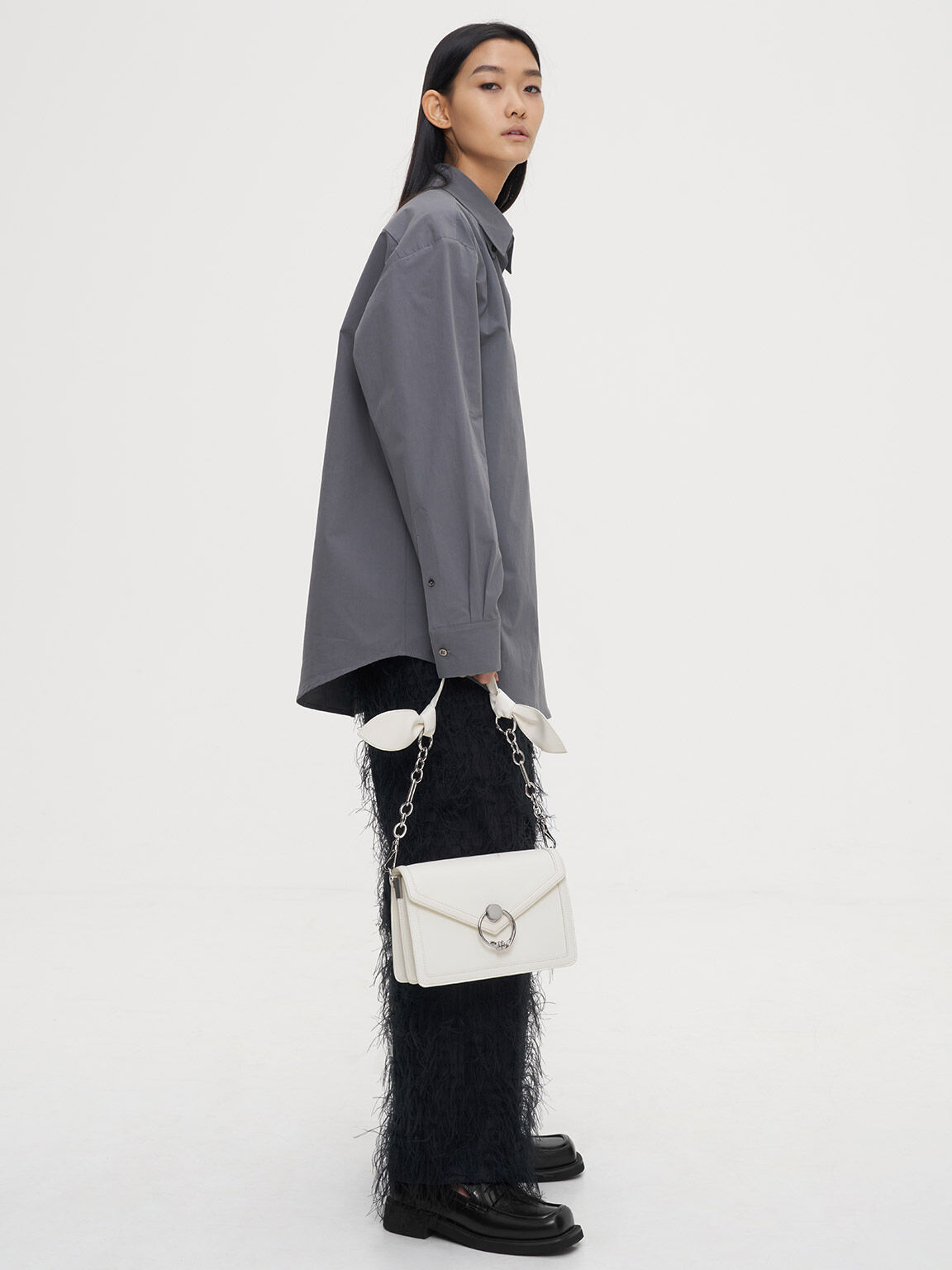 Joelle Envelope Shoulder Bag, White, hi-res