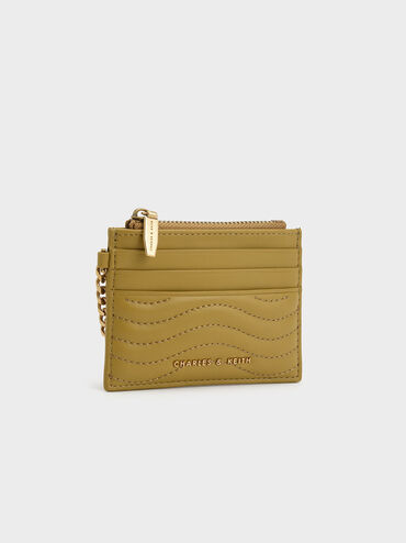 Aubrielle Stitch-Trim Zip Card Holder, Mustard, hi-res
