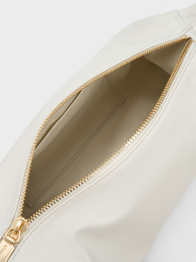 Cosette Ruched Handle Bag, White, hi-res