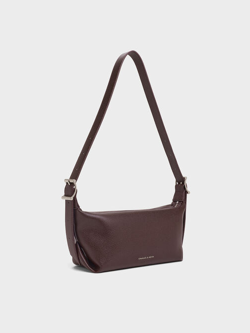 Larsen Buckle-Strap Slouchy Shoulder Bag, Plum Larsen Buckle-Strap Slouchy Shoulder Bag, Plum, hi-res