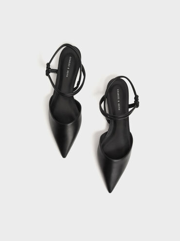 حذاء باليرينا منسوج برباط حول الكاحل, أسود, hi-res