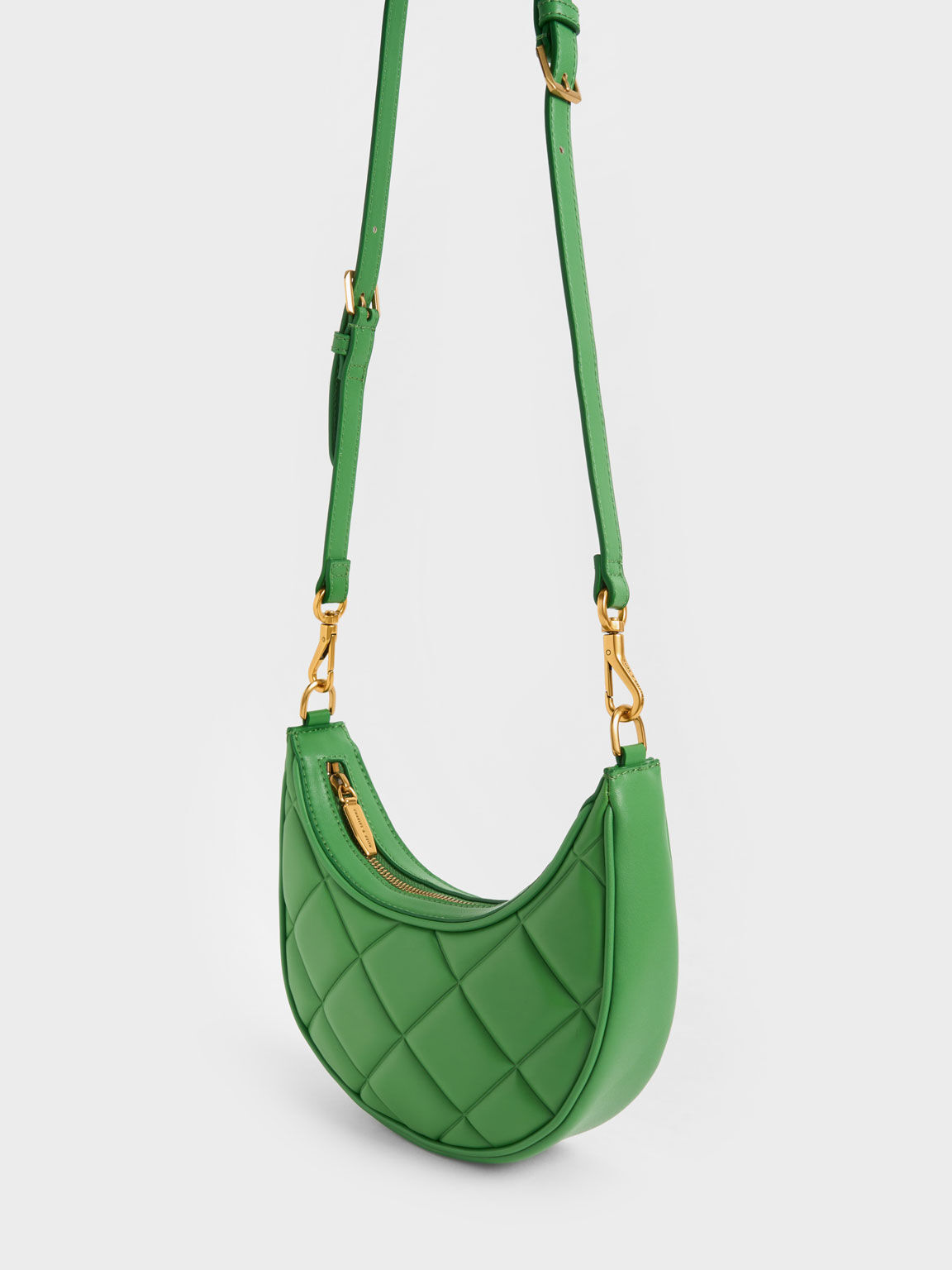 Bonnie Chain-Handle Crescent Bag, Green, hi-res