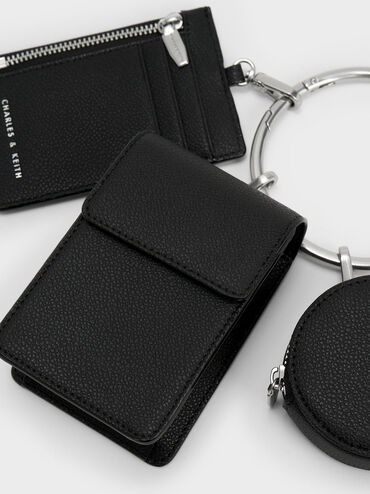 حقيبة ميني مع حامل خاتم وحزام سلسلة, أسود, hi-res
