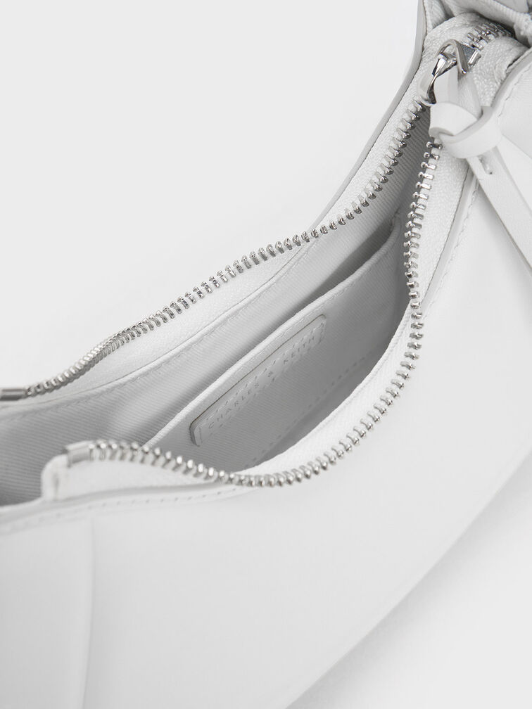 Petra Curved Shoulder Bag, White, hi-res