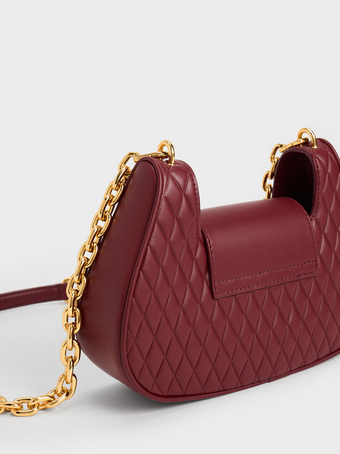Quinlynn Curved Shoulder Bag, Burgundy, hi-res