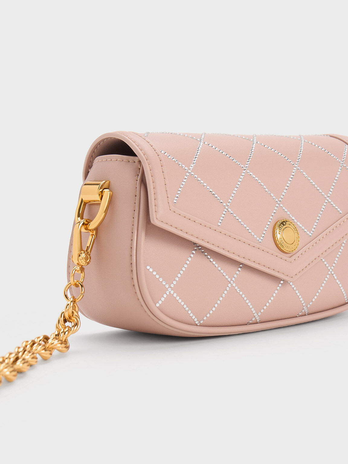 Este Chain Handle Satin Bag, Nude, hi-res