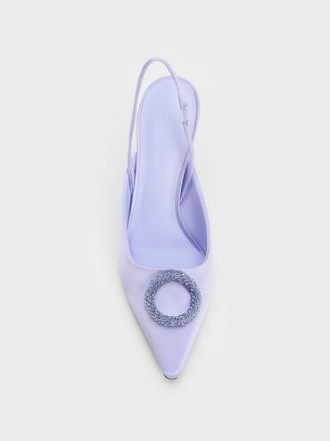 Recycled Polyester Beaded Circle Slingback Pumps, Lilac, hi-res