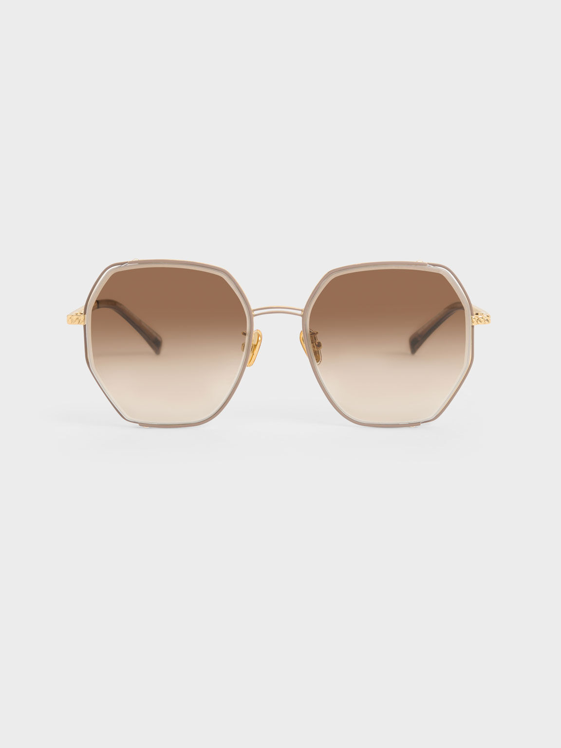 Cut-Out Braided Butterfly Sunglasses, Taupe, hi-res