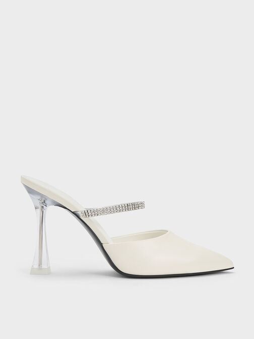 Gem Strap Mules, Cream, hi-res