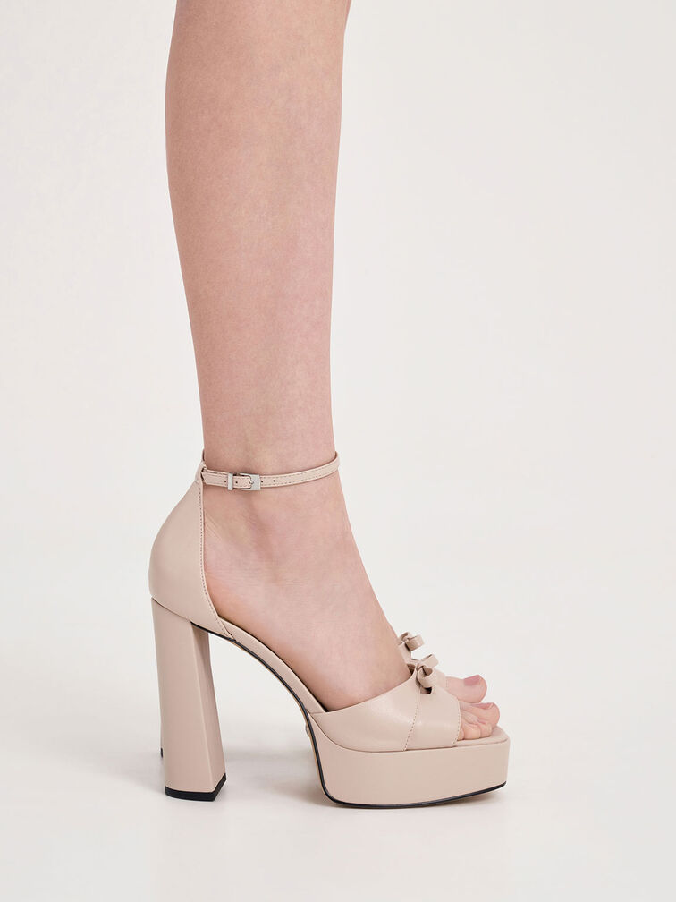 Verona Leather Platform Sandals, Nude, hi-res