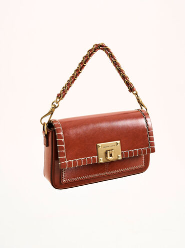 Circe Stitch-Trim Top Handle Bag, Mocha, hi-res