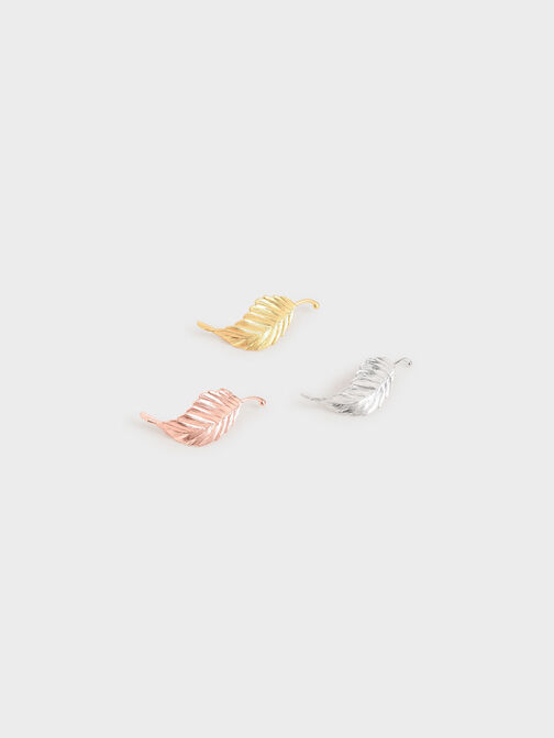 أقراط بتصميم ورقة شجر, ذهبي, hi-res