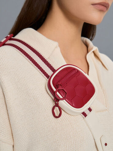 Textured Elongated Crossbody Bag, Red, hi-res
