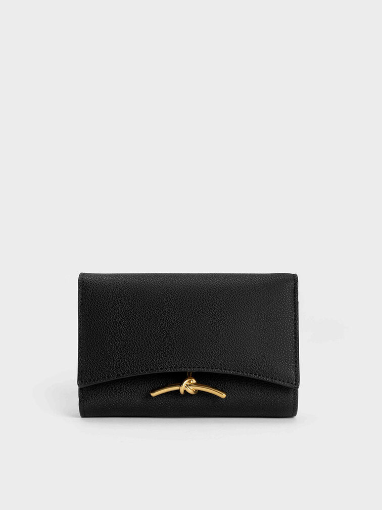 Huxley Metallic Accent Front Flap Wallet, Black, hi-res
