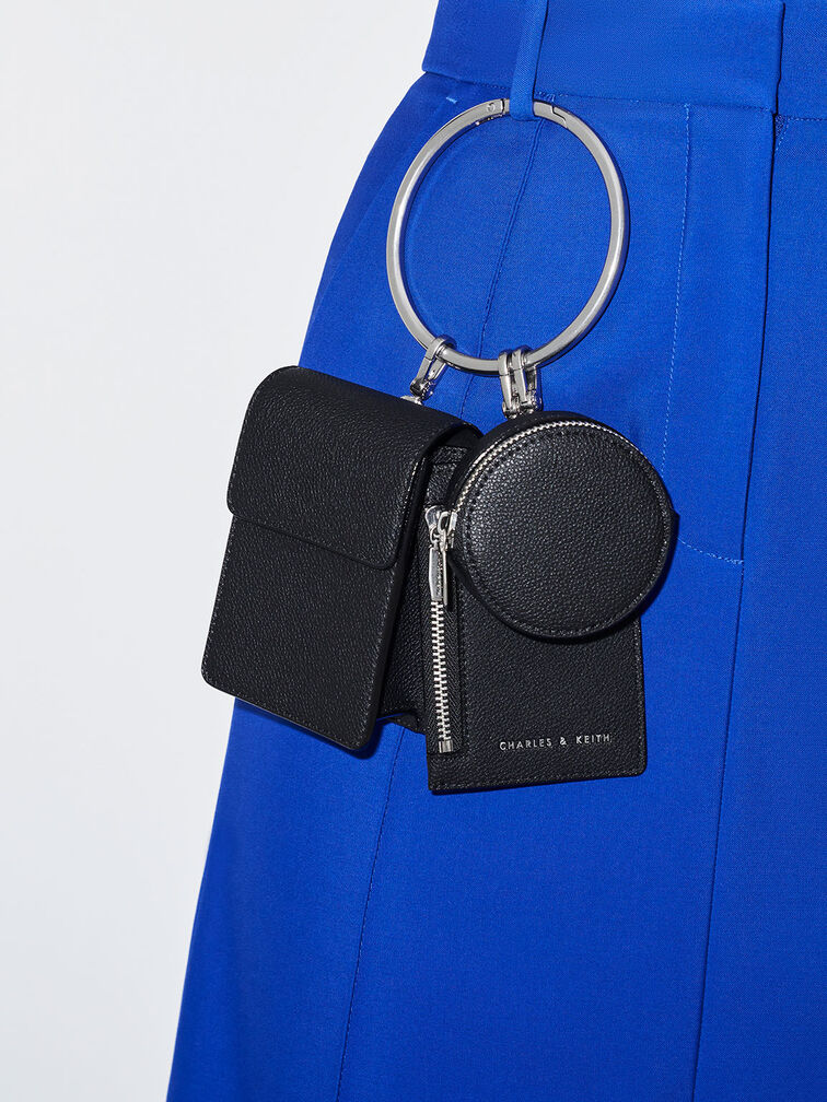 Chain Strap Ring-Detail Mini Bag, Black, hi-res