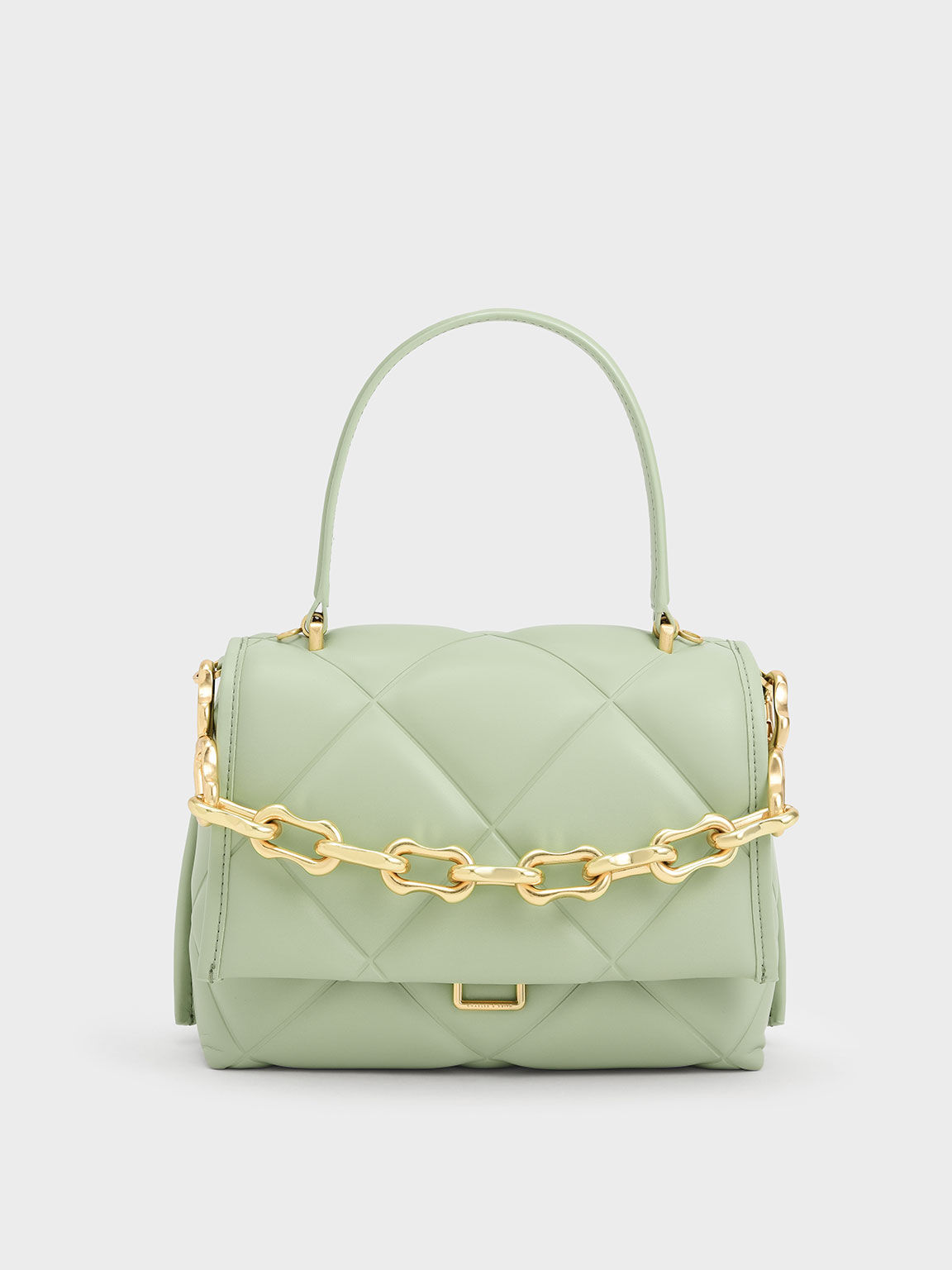 Mint Green Gemma Chunky Chain Link Quilted Bag - CHARLES & KEITH SA
