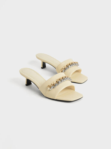 Chain-Embellished Blade Heel Mules, Chalk, hi-res