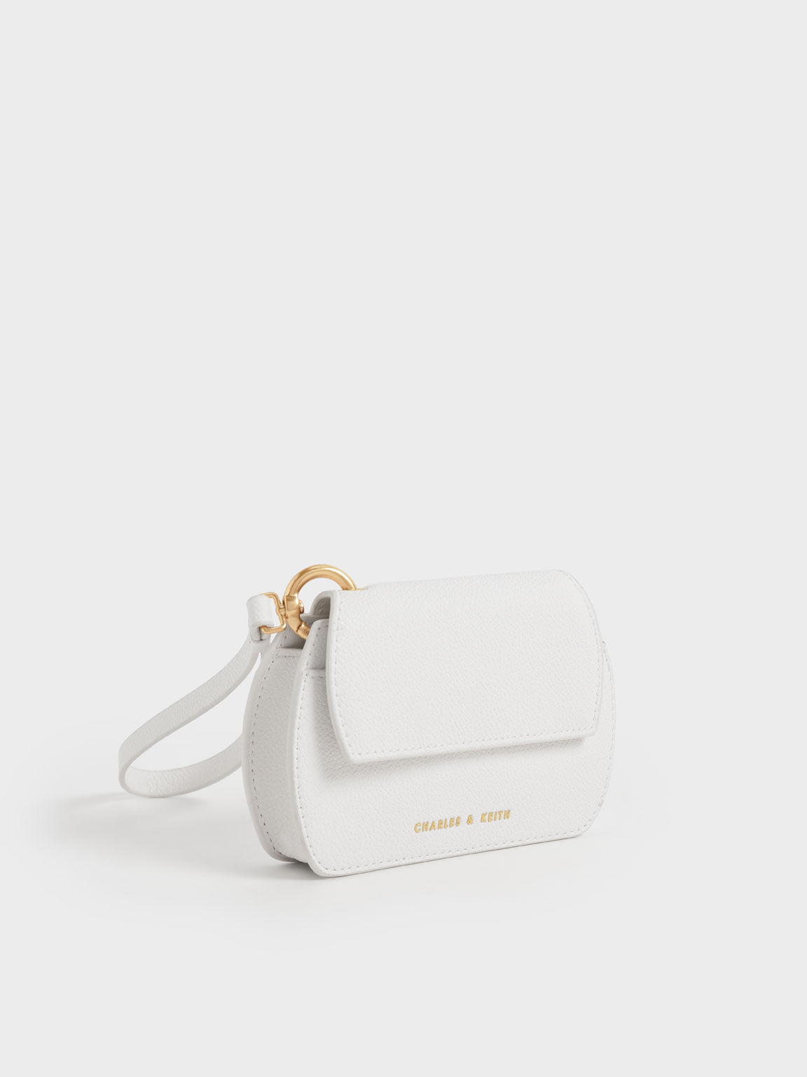 Selby Front Flap Curved Wristlet, White, hi-res