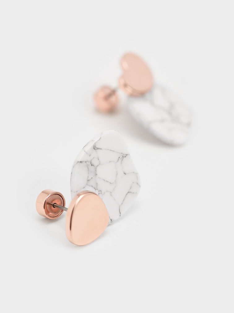 Resin Stud Earrings, Rose Gold, hi-res