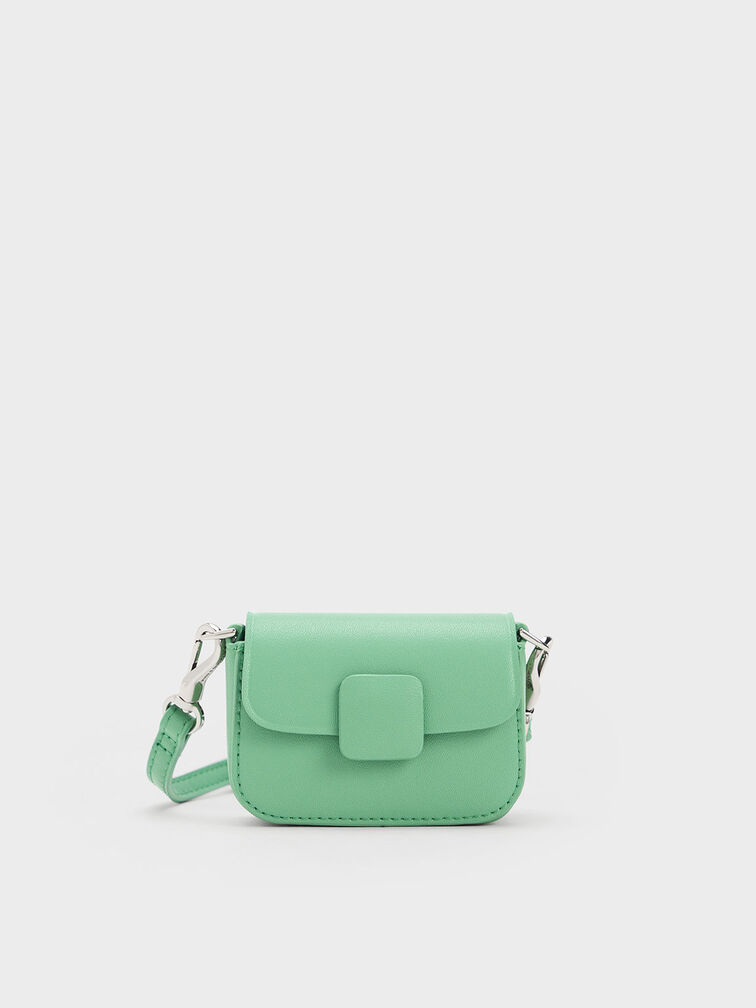 حقيبة مربعة صغيرة كوا مع قفل كبس, لون أخضر, hi-res