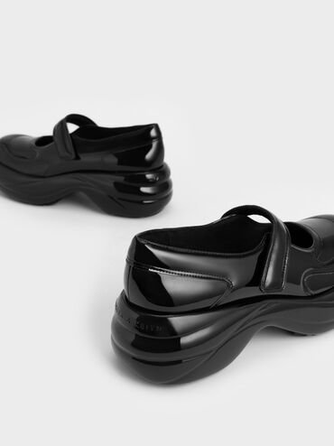 حذاء روني بتصميم ماري جين مع جلد لامع, أسود, hi-res