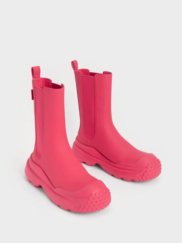 Elba Round-Toe Chelsea Boots, Red, hi-res