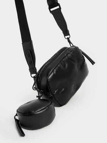 حقيبة سيانا من النايلون بتصميم بوكسي, أسود, hi-res