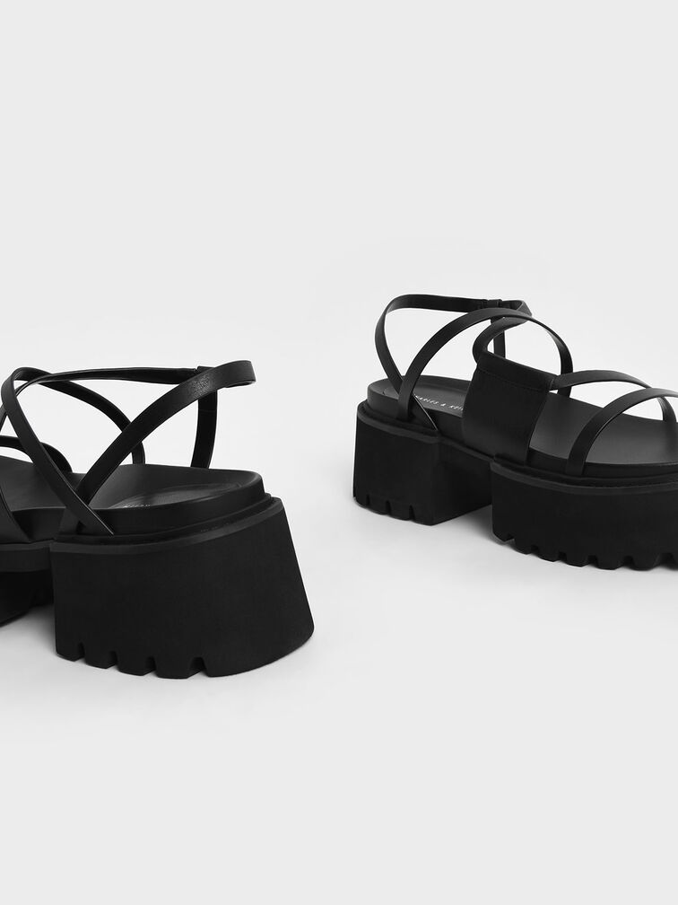 Nadine Strappy Platform Sandals, Black, hi-res