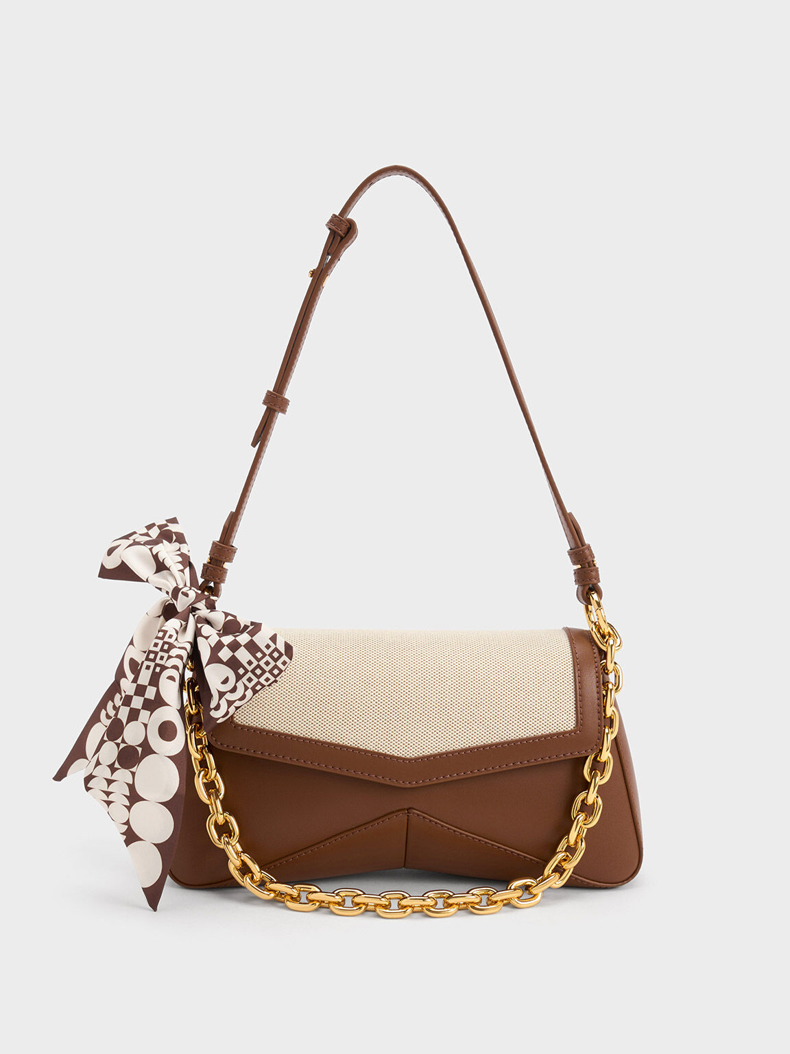 Arley Canvas Chain-Link Trapeze Bag, Chocolate, hi-res