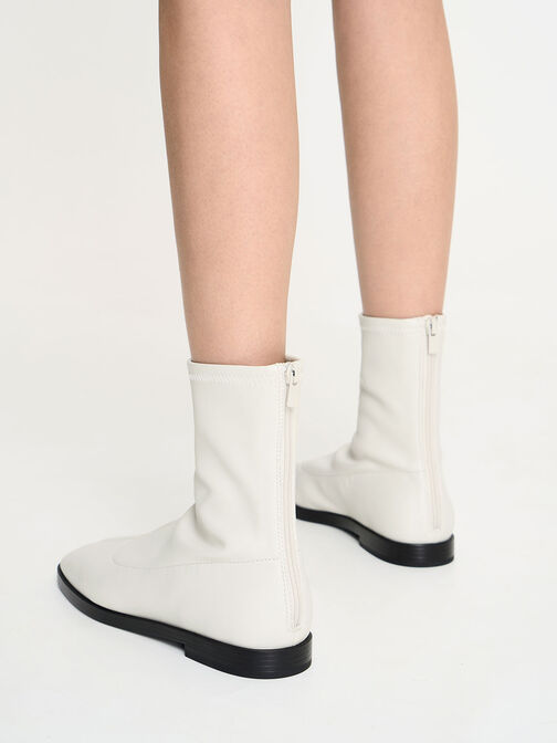 Zip-Up Ankle Boots, Chalk, hi-res