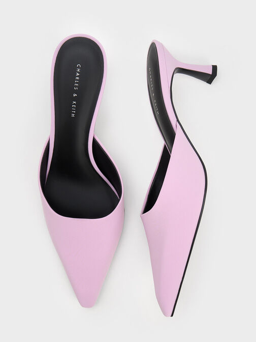 Flare Heel Mules, Lilac, hi-res