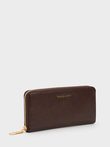 Zip-Around Long Wallet, Brown, hi-res