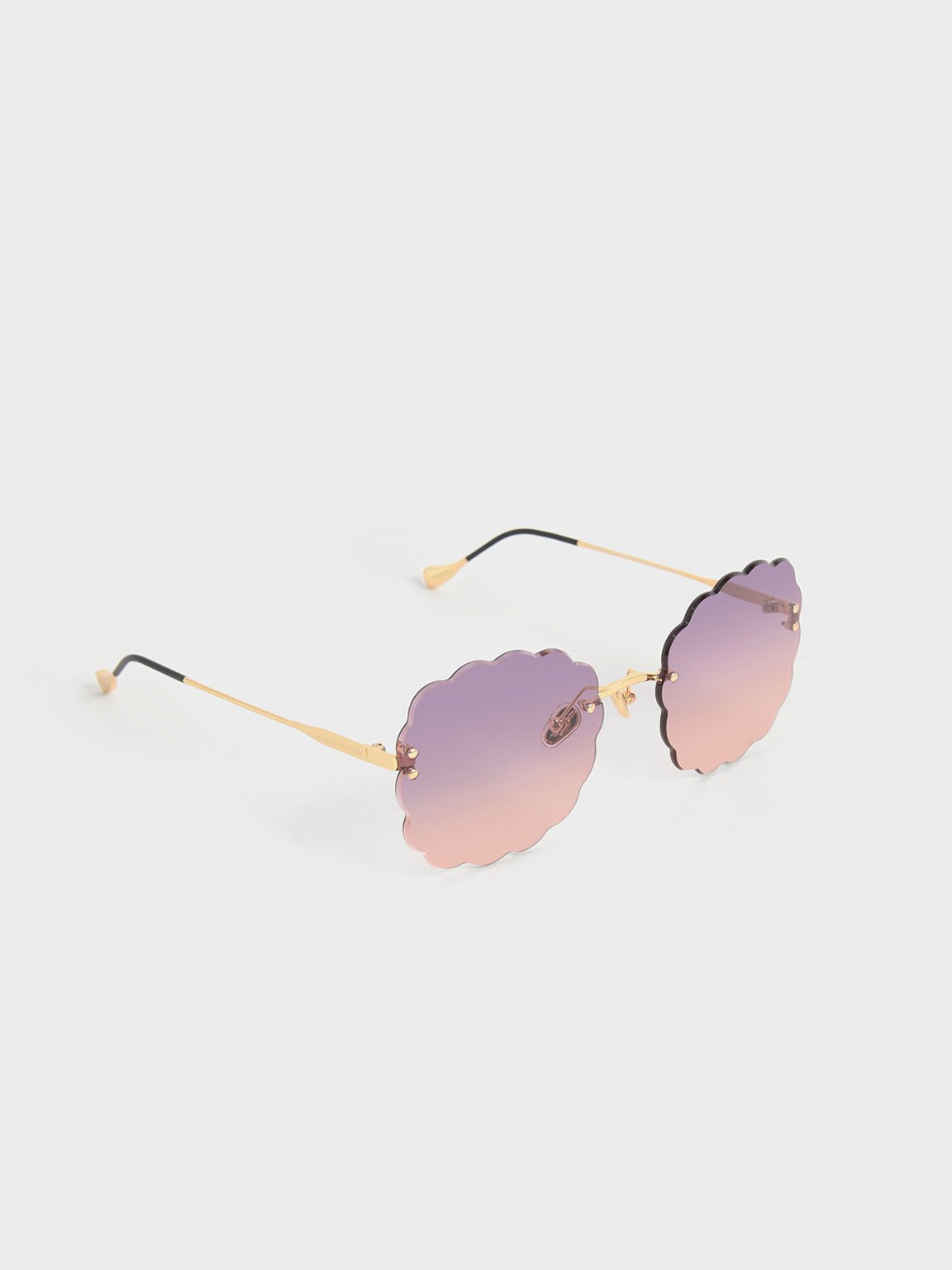 Multi-Tinted Scalloped Butterfly Sunglasses, Pink, hi-res