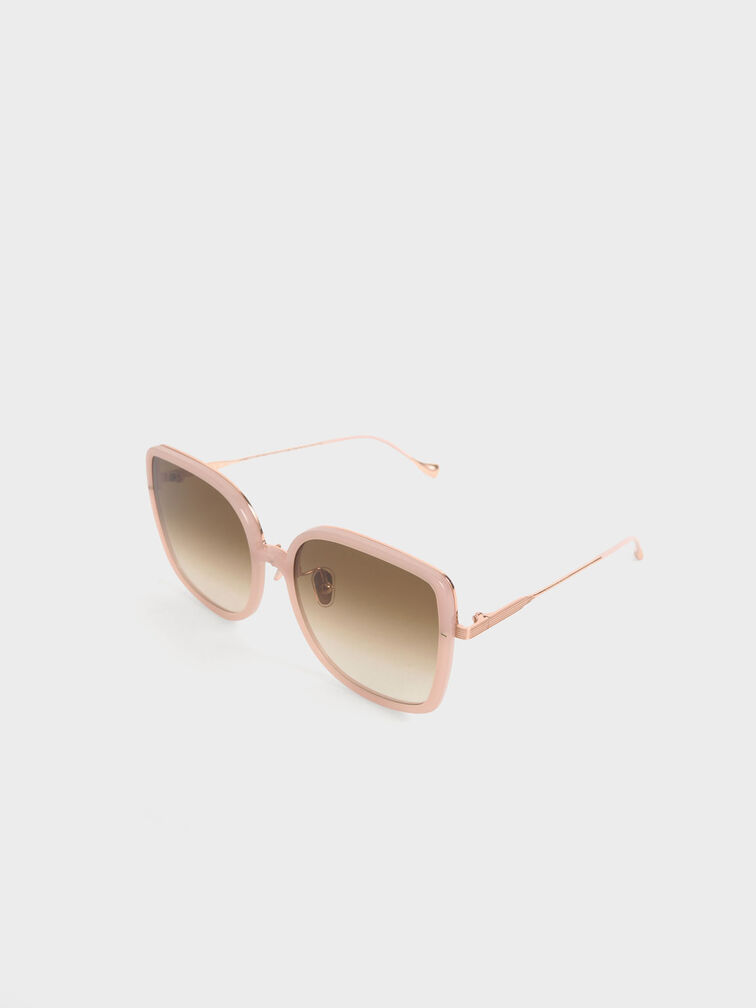 Recycled Acetate Oversized Square Sunglasses, Pink, hi-res
