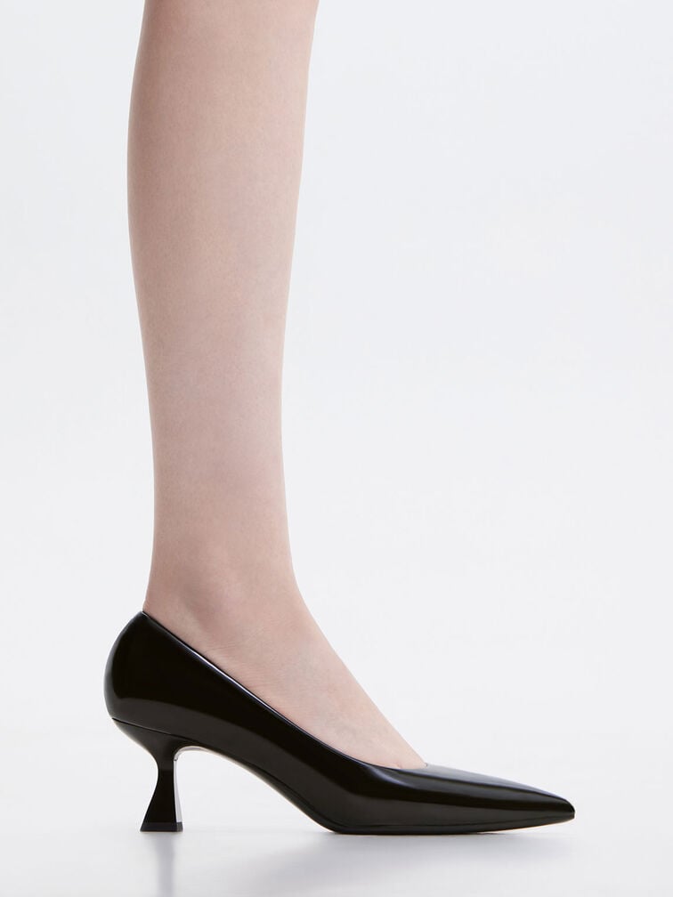 Pointed-Toe Flared Pumps, Black Box, hi-res