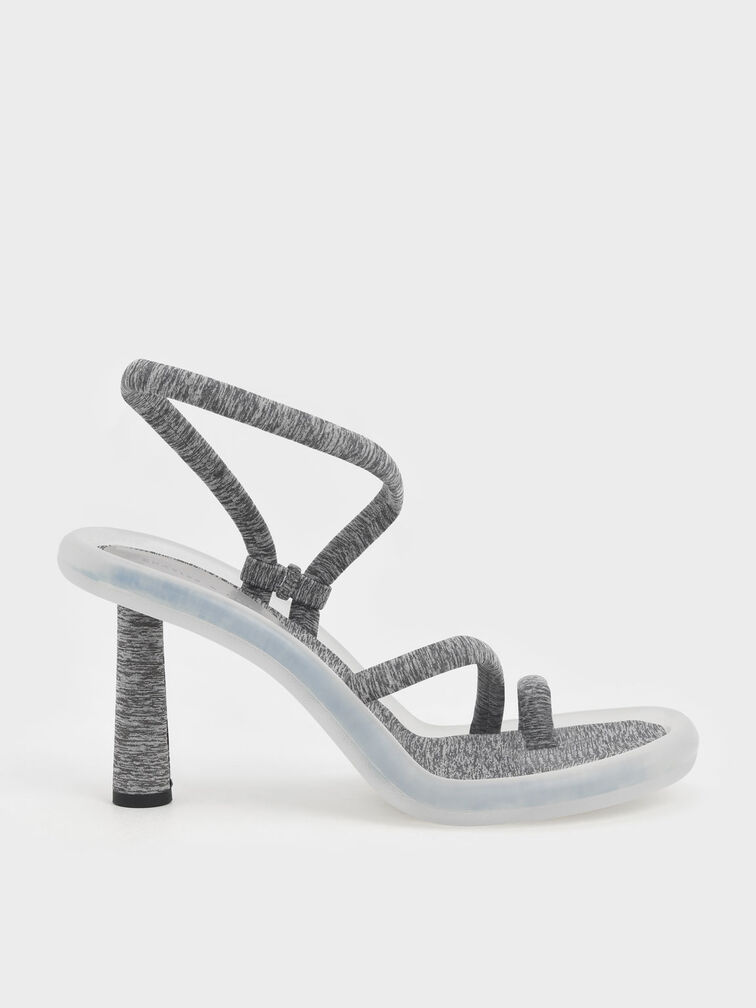 Electra Recycled Polyester Toe-Loop Heeled Sandals, Light Grey, hi-res