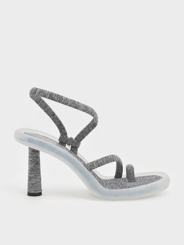 Electra Recycled Polyester Toe-Loop Heeled Sandals, Light Grey, hi-res