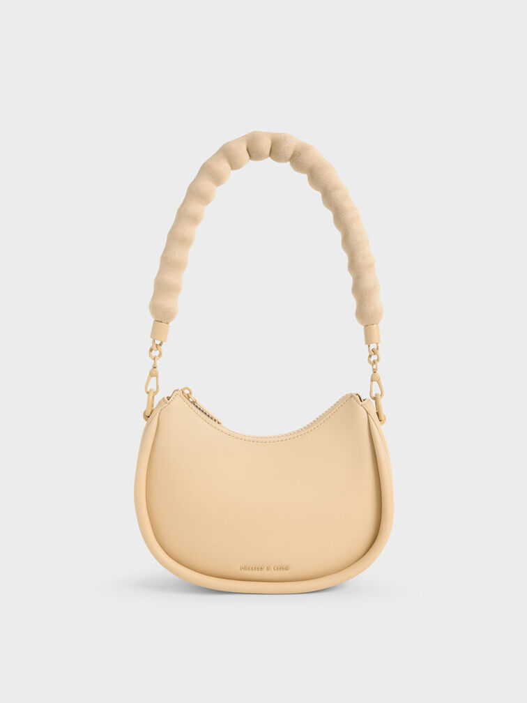 Lana Curved Shoulder Bag, Beige, hi-res