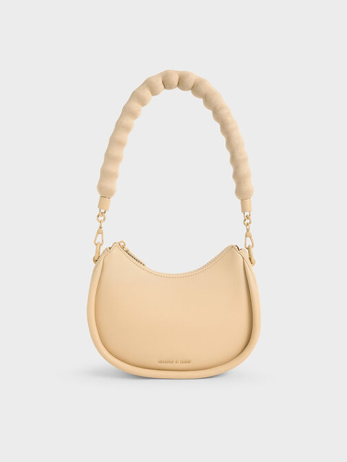 Lana Curved Shoulder Bag, Beige, hi-res